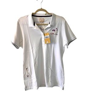 La Martina “Love is my favorite adventure” Polo White Medium. Size 5. New